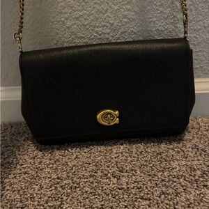 Coach Black and Gold Crossbody Bag with Chain Strap